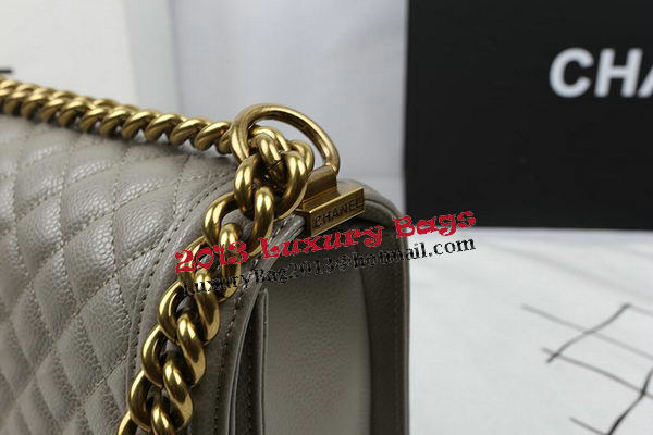 Boy Chanel Flap Bag Original Grey Cannage Pattern A67025 Gold