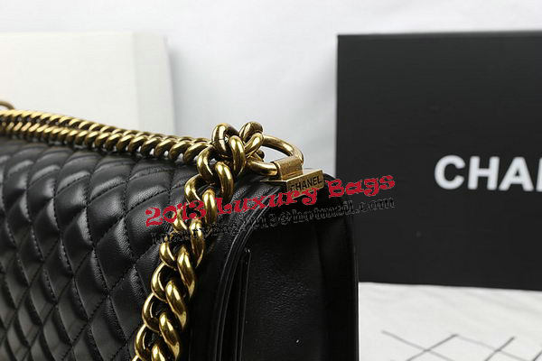 Boy Chanel Flap Bags Original Black Sheepskin Leather A67088 Gold