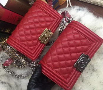 Boy Chanel Flap Shoulder Bag Cannage Pattern A67085 Red