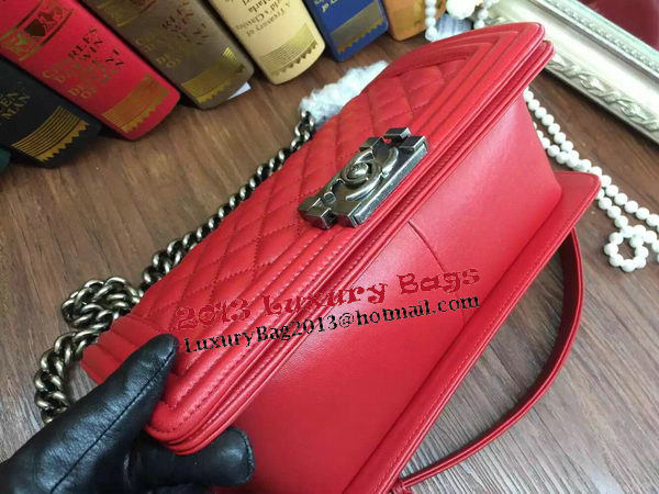 Boy Chanel Flap Shoulder Bag Sheepskin Leather A67086 Red