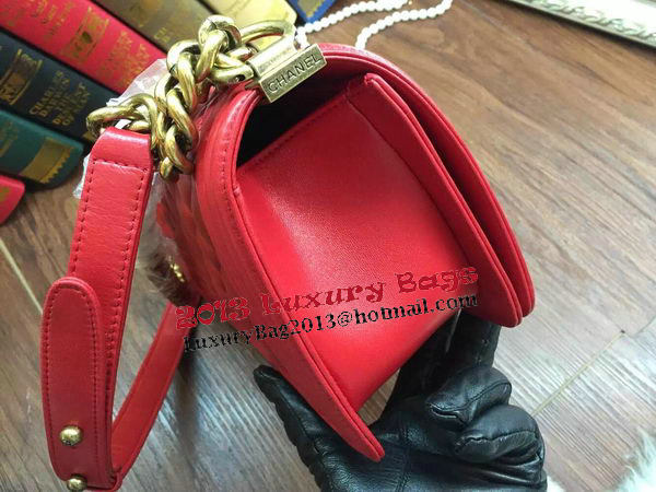 Boy Chanel Flap Shoulder Bag Sheepskin Leather A67086 Red