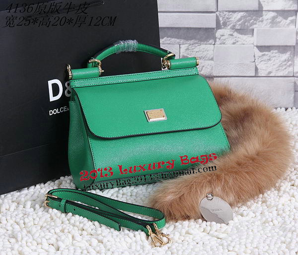 Dolce & Gabbana SICILY Calfskin Tote Bag BB4136 Green