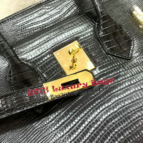 Hermes Birkin 30CM Tote Bags Lizard Leather H30LI Black