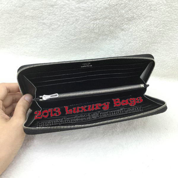 Hermes Evelyn Long Zip Wallet Litchi A808 Black