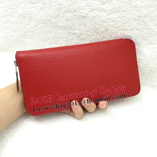 Hermes Evelyn Long Zip Wallet Litchi A808 Red