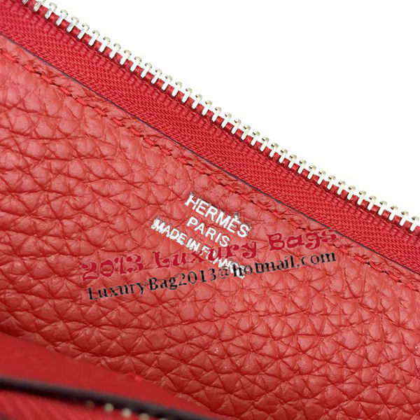 Hermes Evelyn Long Zip Wallet Litchi A808 Red