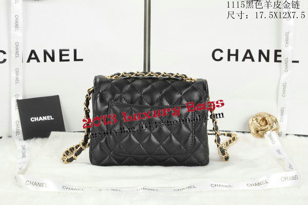 Chanel Classic MINI Flap Bag Black Sheepskin Leather A1115 Gold