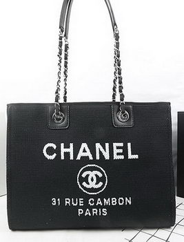 Chanel Medium Canvas Tote Shopping Bag A67001 Black