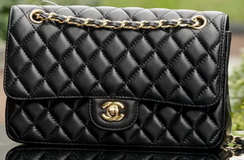 Chanel 2.55 Series Flap Bag Black Sheepskin Leather A1112 Gold