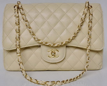 Chanel Jumbo Quilted Classic Flap Bag Apricot Cannage Patterns A58600 Gold