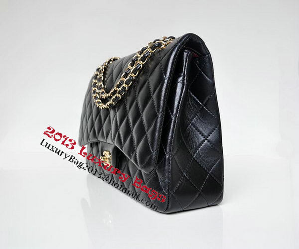 Chanel Maxi Quilted Classic Flap Bag Black Sheepskin A58601 Gold