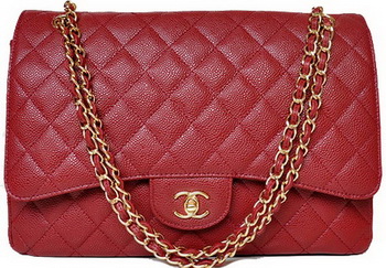 Chanel Maxi Quilted Classic Flap Bag Burgundy Cannage Patterns A58601 Gold