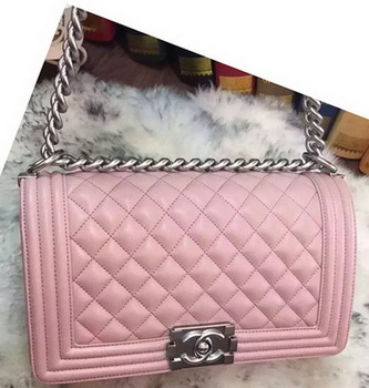 Boy Chanel Flap Shoulder Bag Original Sheepskin A64375 Pink