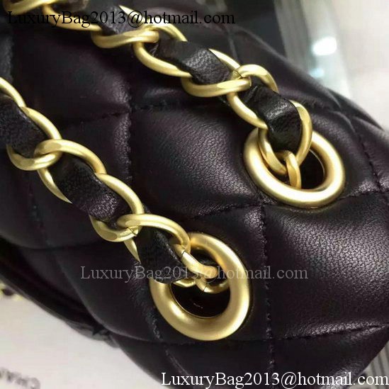 Chanel 2.55 Series Flap Bag Black Sheepskin Leather A06375 Gold