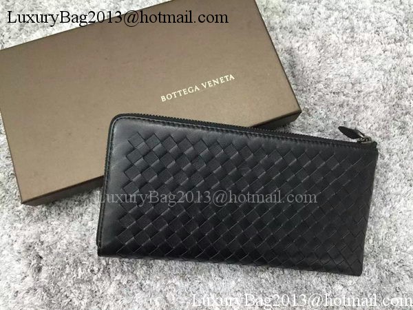 Bottega Veneta Intrecciato Leather Clutch BV144077 Black