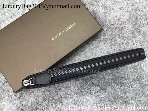 Bottega Veneta Intrecciato Leather Clutch BV144077 Black