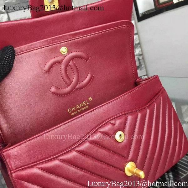 Chanel 2.55 Series Flap Bag Burgundy Lambskin Chevron Leather A5023 Gold