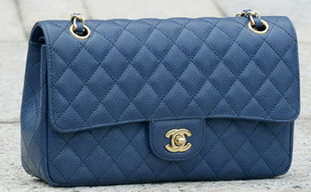 Chanel 2.55 Series Flap Bag Blue Original Cannage Pattern A1112 Gold