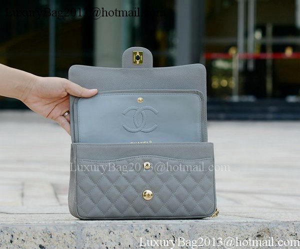 Chanel 2.55 Series Flap Bag Grey Cannage Pattern A1112 Gold