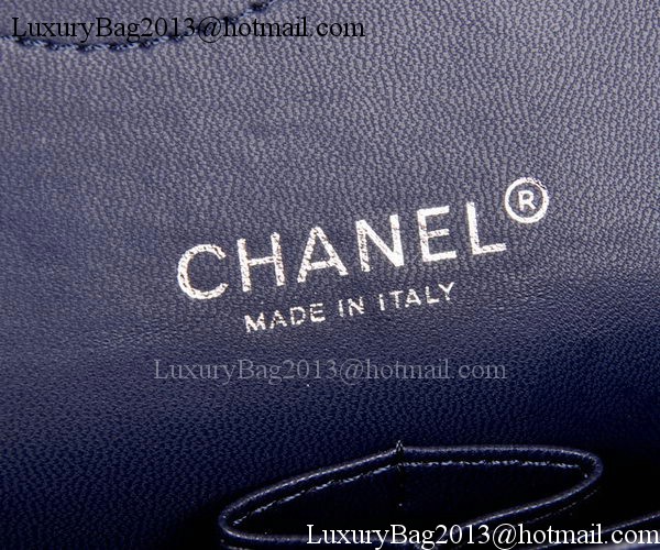 Chanel Maxi Quilted Classic Flap Bag Blue Cannage Pattern A58601 Silver