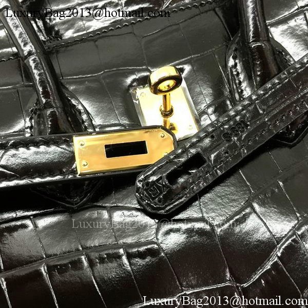 Hermes Birkin 25CM Tote Bag Croco Leather H25TCO Black