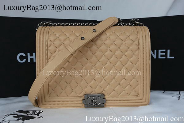 Boy Chanel Flap Shoulder Bag Original Sheepskin Leather A67087 Apricot