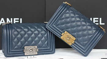 Boy Chanel mini Flap Bag Original Cannage Pattern A67085 Royal