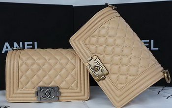 Boy Chanel mini Flap Bag Original Sheepskin A67085 Apricot