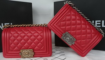 Boy Chanel mini Flap Bag Original Sheepskin A67085 Dark Red