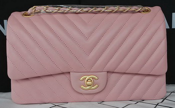 Chanel 2.55 Series Flap Bag Lambskin Chevron Leather A1112CF Pink