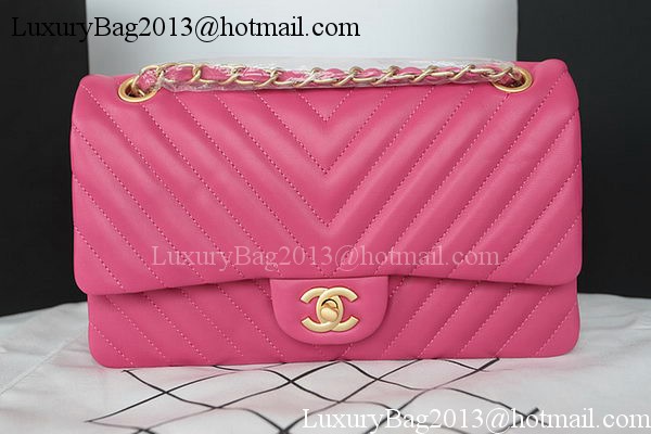 Chanel 2.55 Series Flap Bag Lambskin Chevron Leather A1112CF Rose