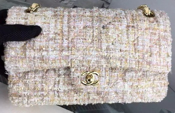 Chanel 2.55 Series Flap Bag Original Fabric A1025 Apricot