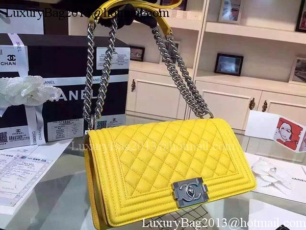 Chanel Boy Flap Shoulder Bags Deer Skin Leather A67086 Yellow