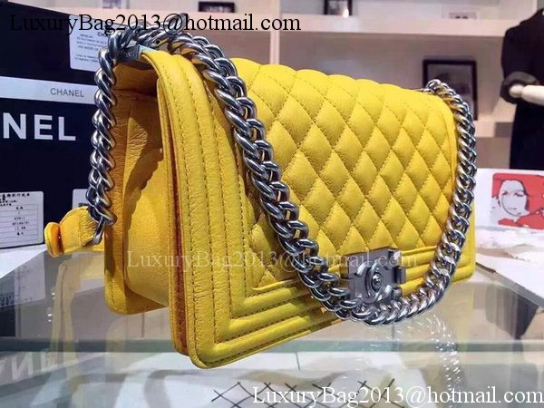 Chanel Boy Flap Shoulder Bags Deer Skin Leather A67086 Yellow