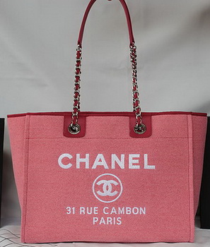 Chanel Medium Canvas Tote Shopping Bag A67001 Pink