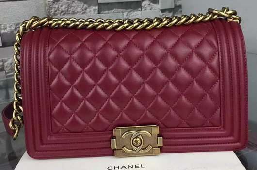 Chanel Boy Flap Shoulder Bags Sheepskin Leather A67086 Burgundy