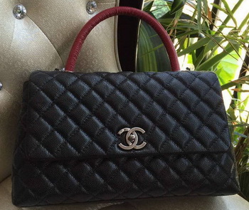 Chanel Classic Top Handle Bag Original Cannage Pattern A95168 Black&Red