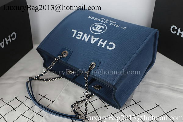 Chanel Medium Canvas Tote Shopping Bag A67001 Blue