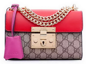 Gucci Padlock GG Supreme Shoulder Bags 409487 Red