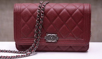 Boy Chanel mini Flap Bags Cannage Pattern A33815 Burgundy