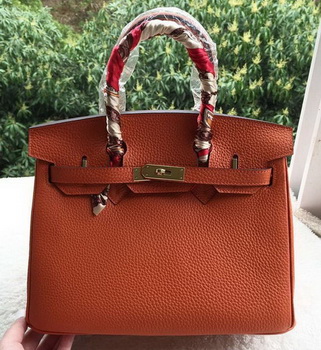 Hermes Birkin 30CM Tote Bags Orange Calfskin Leather BK30 Gold