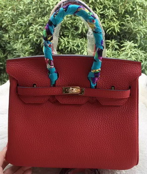 Hermes Birkin 25CM Tote Bag Litchi Leather H25T Red