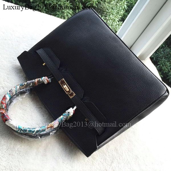 Hermes Birkin 35CM Tote Bag Black Litchi Leather BK35 Gold