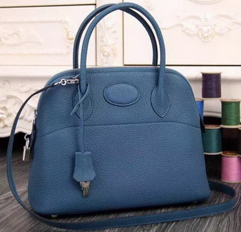 Hermes Bolide 37CM Calfskin Leather Tote Bag B1004 Blue