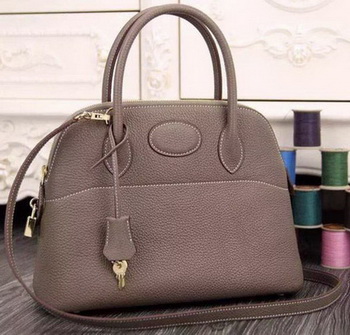 Hermes Bolide 37CM Calfskin Leather Tote Bag B1004 Grey