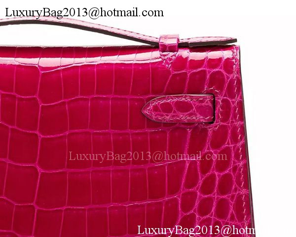 Hermes MINI Kelly 22cm Clutch Croco Leather KL22 Rose