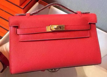 Hermes MINI Kelly 22cm Tote Bag Calfskin Leather K22 Red