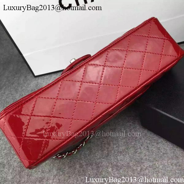 Chanel 2.55 Series Double Flap Bag Red Original Patent Leather CF7024 Silver