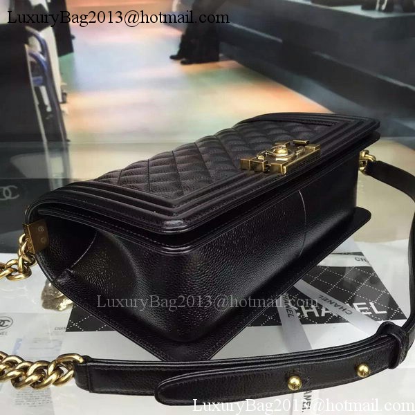 Chanel Boy Flap Shoulder Bag Black Original Calfskin Leather A8708 Bronze