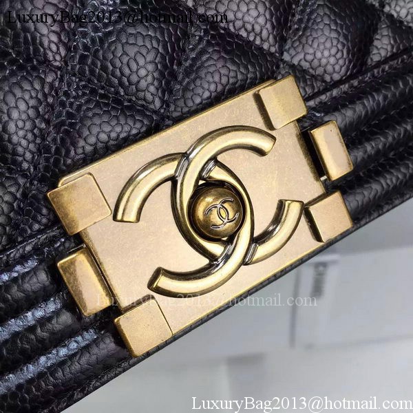 Chanel Boy Flap Shoulder Bag Black Original Calfskin Leather A8708 Bronze